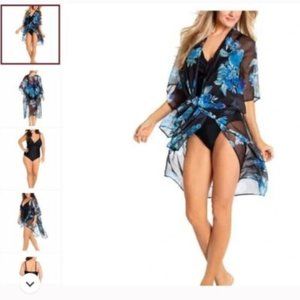 NWT Cyn & Luca Ladies' One Piece Swimsuit and Kimono Cover Up Set Small $70 C724